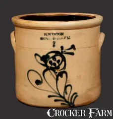 H. Weston, H. WESTON / HONESDALE, PA Stoneware Crock with Floral Decoration, circa 1870, Stoneware