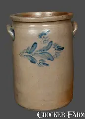 W. H. Lehew, 4 Gal. W. H. LEHEW / STRASBURG, VA Stoneware Crock with Floral Decoration, circa 1870, Stoneware