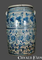 James Hamilton & Co., Magnificent JAMES HAMILTON & CO. / GREENSBORO, PA 20 Gallon Stoneware Presentation Crock, circa 1875, Stoneware