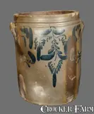 J.M. Hickerson, 6 Gal. J. M. HICKERSON / STRASBURG, VA Stoneware Crock with Floral Decoration, circa 1880, Stoneware