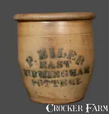 P. Eiler, P. EILER / EAST BIRMINGHAM POTTERY Stoneware Cream Jar, circa 1863-1873, Stoneware