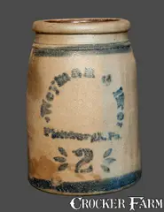 Weyman & Bros, WEYMAN & BROS. / PITTSBURGH, PA Stoneware Advertising Crock, circa 1875, Stoneware
