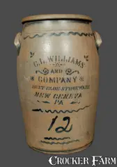 C. L. Williams, Twelve-Gallon C. L. WILLIAMS / BEST BLUE STONEWARE / NEW GENEVA, PA Crock, circa 1895, Stoneware