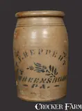 T. F. REPPERT / GREENSBORO, PA Stoneware Crock by T.F. Reppert, circa 1880, Stoneware, sold Mar 2013