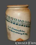 A.P. Donaghho, A. P. DONAGHHO / PARKERSBURG, WV Stoneware Crock with Stenciled Decoration