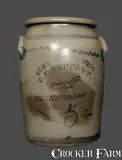 T.F. Reppert, T. F. REPPERT / GREENSBORO, PA Stoneware Crock with Stenciled Plow Decoration