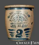 2 Gal. HAMILTON & JONES / GREENSBORO, PA Stoneware Crock by Hamilton & Jones, circa 1875, Stoneware, sold Mar 2013