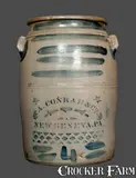 A. Conrad, A. CONRAD / NEW GENEVA, PA Stoneware Crock with Freehand and Stenciled Decoration, circa 1875, Stoneware