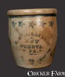 L.B. Dilliner, L. B. DILLINER / NEW GENEVA, PA Stoneware Cream Jar with Stars, circa 1875, Stoneware