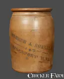 Warner & Russell, WARNER & RUSSELL / BRIDGEPORT, W. VA 2 Gal. Stoneware Crock, circa 1875, Stoneware