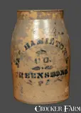 JAS. HAMILTON & CO. / GREENSBORO, PA Stoneware Canning Jar by Jas. Hamilton & Co., circa 1875, Stoneware, sold Mar 2013