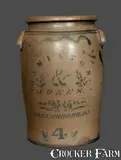 HAMILTON & JONES / GREENSBORO, PA Four-Gallon Stoneware Crock by Hamilton & Jones, circa 1875, Stoneware, sold Mar 2013