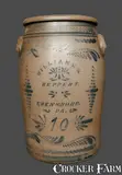 Williams And Reppert, 10 Gal. WILLIAMS & REPPERT / GREENSBORO, PA Stoneware Crock with Freehand Decoration, circa 1885, Stoneware