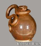 Little Brown Jug, Rare Anna Pottery Stoneware Snake Jug Inscribed "Little Brown Jug / Anna Ill 1877", 1877, Stoneware