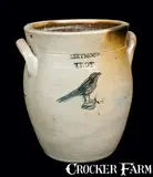 I. Seymour, I. SEYMOUR / TROY Stoneware Crock with Incised Bird