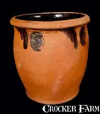 John Bell, JOHN BELL / WAYNESBORO Redware Crock with Manganese Tulip Decoration, circa 1860, Redware