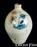 I. Seymour, I. SEYMOUR / TROY, NY Ovoid Stoneware Jug with Floral Decoration