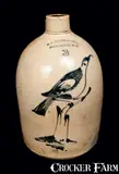 G. W. Fulper, G. W. FULPER / FLEMINGTON, NJ Stoneware Jug with Bird on Stump Decoration, circa 1875, Stoneware