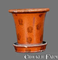 V. Rudolph, Rare V. RUDOLPH / SHIPPENSBURG, PA Redware Flowerpot, circa 1868-1888, Redware