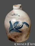 J. F. Ack, J. F. ACK / MOORESBURG, PA Stoneware Jug with Tulip Decoration, circa 1895, Stoneware