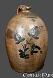 M. & T. Miller, 3 Gal. M. & T. MILLER / NEWPORT, PA Stoneware Jug with Tulip Decoration, circa 1875, Stoneware