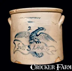 Macquoid, Important MACQUOID / NEW YORK Stoneware Crock with Federal Eagle and Historic Inscription, circa 1869, Stoneware