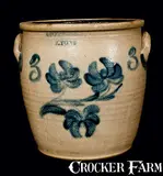 T. Harrington, T. HARRINGTON / LYONS Stoneware Crock with Floral Decoration, circa 1860, Stoneware