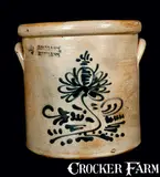 C. W. Braun, C. W. BRAUN / BUFFALO, NY Stoneware Crock with Slip-Trailed Floral Decoration, circa 1875, Stoneware