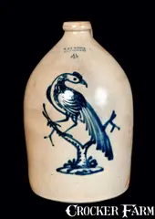 J. & E. Norton, Exceptional J. & E. NORTON / BENNINGTON, VT Four-Gallon Stoneware Jug w/ Pheasant, circa 1855, Stoneware
