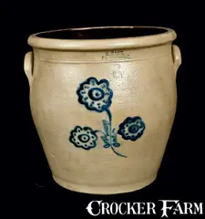 C. HART / SHERBURNE Stoneware Crock with Slip-Trailed Decoration by C. Hart, circa 1860, Stoneware, sold Nov 2012
