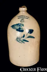 Unusual A. LOBDELL & CO. / OGDENSBURGH, NY Stoneware Jug by A. Lobdell & Co., mid 19th century, Stoneware, sold Nov 2012