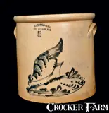 Haxstun & Co., HAXSTUN & CO. / FORT EDWARD, NY Stoneware Crock with Chicken Pecking Corn