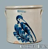 F. B. Norton, 5 Gal. F. B. NORTON / WORCESTER, MASS. Stoneware Crock with Parrot Decoration, circa 1870, Stoneware