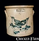 Ottman Bros, OTTMAN BROS. / FORT EDWARD, NY Stoneware Crock with Double Birds, circa 1880, Stoneware