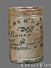 Herbert Behrens, Small H. F. BEHRENS / WHEELING, WV Stoneware Canning Jar, circa 1875, Stoneware