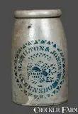 Rare HAMILTON & JONES / GREENSBORO PA Stoneware Canning Jar with Eagle Stencil by Hamilton & Jones, circa 1875, Stoneware, sold Nov 2012