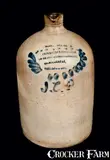 John G. Hopkins, Rare JOHN G. HOPKINS / PHILADELPHIA, PA Stoneware Vinegar Jug with "J. C. P." Freehand Initials, circa 1875, Stoneware