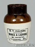 E. V. Zirkel, Rare E. V. ZIRKEL / BALTIMORE, MD Stoneware Advertising Pitcher, circa 1900, Stoneware
