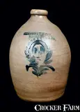 COWDEN & WILCOX / HARRISBURG, PA Stoneware Jug with Unusual Decoration by Cowden & Wilcox, circa 1865, Stoneware, sold Nov 2012