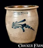 COWDEN & WILCOX / HARRISBURG, PA Stoneware Cream Jar with Floral Decoration by Cowden & Wilcox, circa 1865, Stoneware, sold Nov 2012