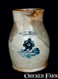 Unusual COWDEN & WILCOX / HARRISBURG, PA Stoneware Pitcher by Cowden & Wilcox, circa 1865, Stoneware, sold Nov 2012