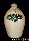 4 Gal. COWDEN & WILCOX / HARRISBURG, PA Stoneware Jug with Floral Decoration by Cowden & Wilcox, circa 1865, Stoneware, sold Nov 2012
