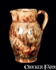 Baecher, Rare Glazed Redware Pitcher, Stamped "BAECHER / WINCHESTER, VA," circa 1880, circa 1880, Redware