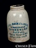 Jas. Benjamin, JAS. BENJAMIN / CINCINNATI, O. Stoneware Handled Canning Jar, circa 1880, circa 1880, Stoneware