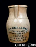 Jas. Benjamin, JAS. BENJAMIN / CINCINNATI, OHIO Stoneware Pitcher, circa 1875, Stoneware