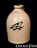 J. & E. Norton, J. & E. NORTON / BENNINGTON, VT Stoneware Jug w/ Cobalt Bird Decoration, circa 1855, Stoneware