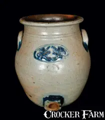 Thompson & Co., THOMPSON & CO. / GARDINER Stoneware Water Cooler w/ Applied Decoration, circa 1840, Stoneware