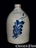 Saterlee & Mory, SATERLEE & MORY / FT. EDWARD, NY Stoneware Jug with Floral Decoration, circa 1875, Stoneware