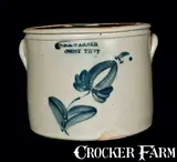 Wm E. Warner, WM. E. WARNER / WEST TROY Stoneware Crock with Floral Decoration