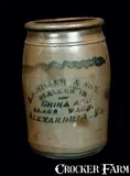 E. J. Miller, E. J. MILLER / ALEXANDRIA, VA Stoneware Advertising Crock, circa 1875, Stoneware